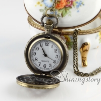 brass antique style openwork star pocket watch pendant long chain necklaces