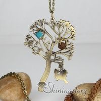 brass antique style tree pendant long chain necklaces for men and women unisex