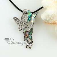 butterfly flower rainbow abalonesea shell rhinestone mother of pearl pendant necklace