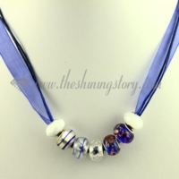 charms necklaces with european murano glass big hole beads