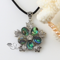 chili pepper flower olive rainbow abalone seashell mother of pearl oyster sea shell silver plated rhinestone necklaces pendants