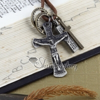 cross christan leather long chain pendants necklaces