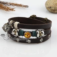 crown triple layers genuine leather bracelets
