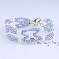 cultured freshwater pearl bracelet crystal beads mesh bracelet boho jewelry cheap bohemian style jewelry
