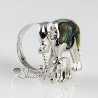 double elephant seawater rainbow abalone mother of pearl silver filled brass finger rings jewelry