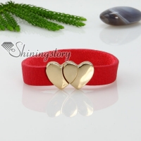 double heart magnetic genuine leather wrap bracelets