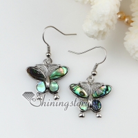 dragonfly butterfly spider seawater rainbow abalone shell mother of pearl dangle earrings
