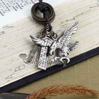 eagle hawk punk leather pendants long necklaces