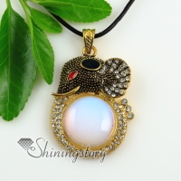 elephant round oval rose quartz amethyst glass opal jade tigereye semi precious stone rhinestone necklaces pendants