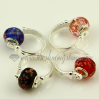 european glitter murano glass beads finger rings jewelry