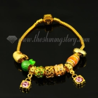 european gold charms bracelets with enamel beads