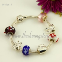 european silver charms bracelets with lampwork glass beads