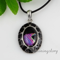 fancy color enameled dichroic foil glass necklaces with pendants jewelry silver plated