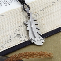 feather leather long chain pendants necklaces