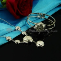 flower rose necklaces and snap bangles bracelets jewelry sets