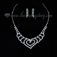 formal wedding bridal rhinestone heart necklaces and earrings