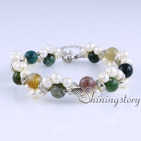 freshwater pearl bracelet with semi precious stone handmade boho jewelry bohemian chic jewelry
