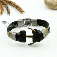 genuine leather charm wristbands toggle anchor bracelets unisex