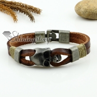 genuine leather charm wristbands toggle skull bracelets unisex