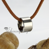 genuine leather stainless steel stripe round necklaces with ring pendant antique punk gothic styole