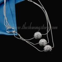 glitter ball 925 sterling silver plated toggle necklaces jewelry