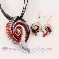leaf foil venetian murano glass pendants and earrings jewelry