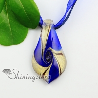 leaf swirled pattern glitter handmade murano glass necklaces pendants
