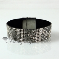 leather crystal rhinestone snap wrap bracelets