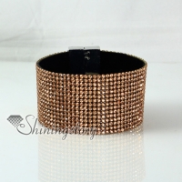 leather crystal rhinestone snap wrap slake bracelets fashion leather bracelet jewelry