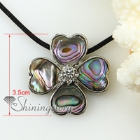 lucky four clover rainbow abalone white oyster sea shell mother of pearl rhinestone pendants for necklaces