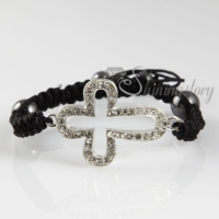macrame armband sideways cross rhinestone bracelets jewelry