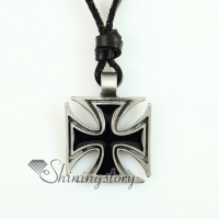 malta cross square genuine leather necklaces with pendants