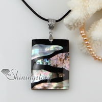 oblong patchwork sea water rainbow abalone penguin black oyster shell mother of pearl necklaces pendants