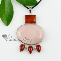 oval rose quartz agate glass opal semi precious stone necklaces pendants