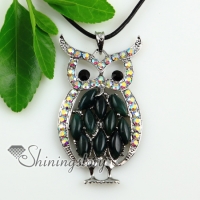 owl olive amethyst agate semi precious stone rhinestone necklaces pendants