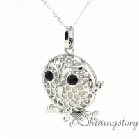 round night owl pendants diffuser necklace diffuser locket wholesale make your own oil diffuser perfume jewelry wholesale metal volcanic stone