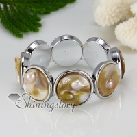 round oval white oyster shell yellow oyster shell freshwater pearl bracelets