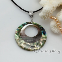 round patchwork seawater rainbow abalone black oyster shell mother of pearl necklaces pendants jewelry