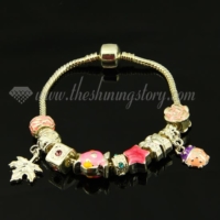 silver charms bracelets with european enamel beads