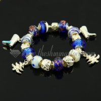 silver charms bracelets with european murano glass european beads