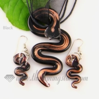 snake glitter venetian murano glass pendants and earrings jewelry