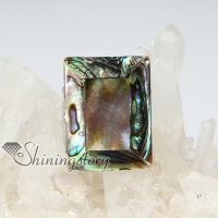 square oblong patchwork sea water rainbow abalone white oyster shell mother of pearl finger rings