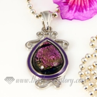 teardrop handmade dichroic glass necklaces pendants jewelry