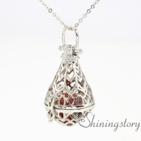 teardrop openwork metal volcanic stone essential oil diffuser necklace wholesale diffuser necklace aromatherapy inhaler aroma necklace