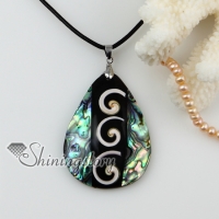 teardrop patchwork sea water rainbow abalone penguin black oyster shell mother of pearl necklaces pendants
