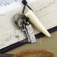 tooth tusk leather long chain pendants necklaces