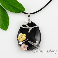 water drop flower rose quartz agate semi precious stone seashell necklaces pendants