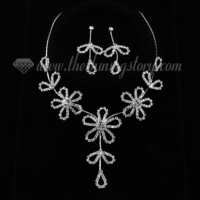 wedding bridal prom rhinestone floral neckalces and earrings