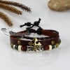 adjustable corss genuine leather charm bracelets unisex brown
