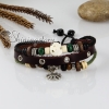 adjustable genuine leather bracelets unisex with charm brown